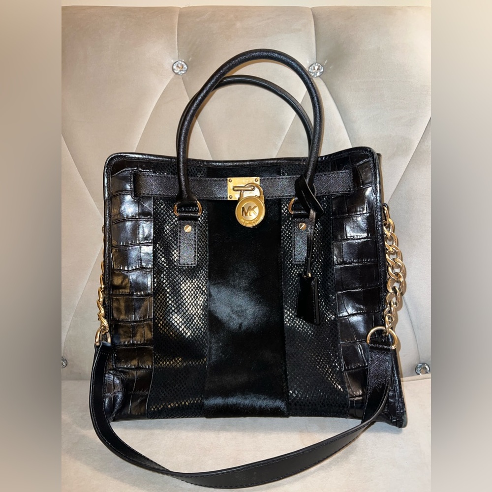 Authentic Michael Kors Hamilton Crocodile and Fur Bag